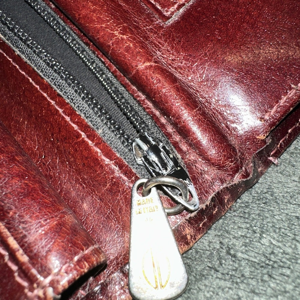 Bosca Vintage Women's Burgundy Leather Checkbook Wallet Pre-Owned Made In Italy - Picture 6 of 13